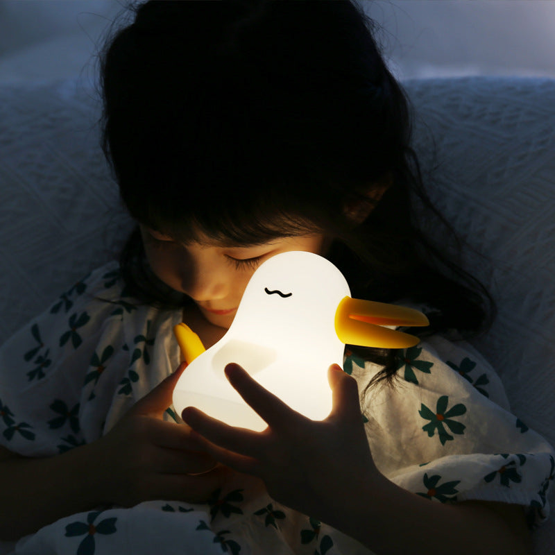 Veilleuse LED en silicone souple en forme de canard endormi - Cadeau idéal pour les enfants et les filles