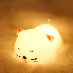 Veilleuse LED en silicone souple en forme de chat ronronnant – Cadeau idéal pour les enfants et les filles
