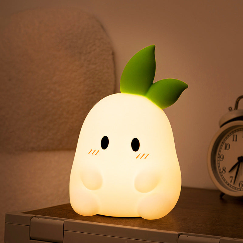 Huggwaii Squishy Silicone Cute Radish LED Night Light - Perfect Gift for Kids and Girls