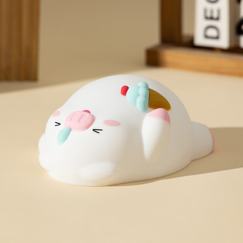 Veilleuse LED en silicone souple en forme de cochon couché – Cadeau idéal pour les enfants et les filles