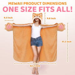 MeWaii Sunglasses Shiba Inu Wearable Blanket Hoodie Ultra Soft Oversized Cozy Blanket for Cozy Cuddles & Relaxing Moments
