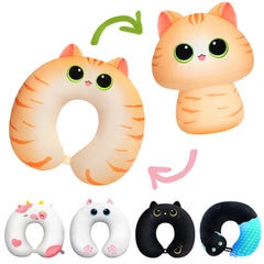 MeWaii® Flip Pillow Orange Tabby Cat Reversible Throw Pillow Neck Pillow Kawaii Plush Pillow Squish Toy