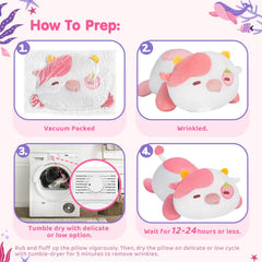 MeWaii® Cute Animal Strawberry Cow Plush Pillow Kawaii Plushies Stuffed Toys Squishy Plushies Cuddle Body Pillow
