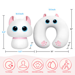 MeWaii® Flip Pillow White Cat Reversible Throw Pillow Neck Pillow Kawaii Plush Pillow Squish Toy