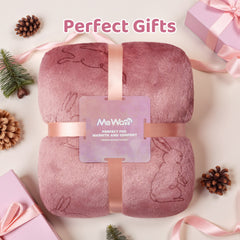 MeWaii® Rabbit Pink Wearable Blanket Hoodie for Adults, Cozy Oversized Sherpa & Flannel Sweatshirt with Giant Pocket, Gifts for Women