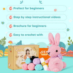 MeWaii® Crochet Bunny Crochet Kit For Beginners With Easy Peasy Yarn