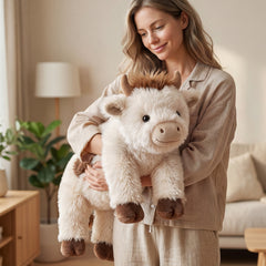 MeWaii® Brown Cow Fuzzy Long Haired Weighted Stuffed Animal