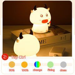 Veilleuse LED en silicone souple en forme de vache - Cadeau idéal pour bébé et fille