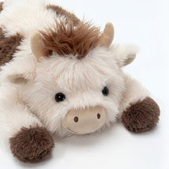 MeWaii® Brown Cow Fuzzy Long Haired Weighted Stuffed Animal