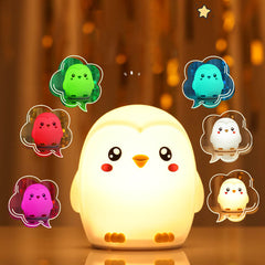 Huggwaii Squishy Silicone Colorful Penguins LED Night Light - Perfect Gift for Kids and Girls