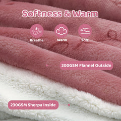 MeWaii® Rabbit Pink Wearable Blanket Hoodie for Adults, Cozy Oversized Sherpa & Flannel Sweatshirt with Giant Pocket, Gifts for Women