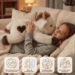 MeWaii® Braune Kuh, flauschiges langhaariges Gewichtskuscheltier