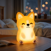 Huggwaii Corgi Puppy Adorable Squishy Silicone LED Night Light - Perfect Gift for Kids and Girls