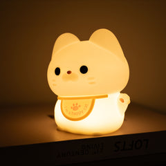 Huggwaii Squishy Silicone Happy Cat LED Night Light - Perfect Gift for Kids and Girls