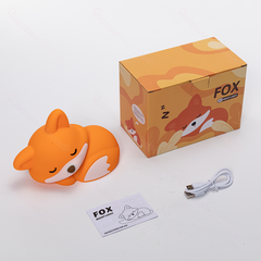 Huggwaii Fox Night Light with Curled Tail Silicone Squishy Animal Design Lamp Perfect Gift