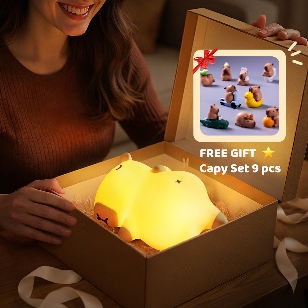 Breathing Capybara Sleeping Squishy Silicone Companion Sound LED Night Light Perfect Gift