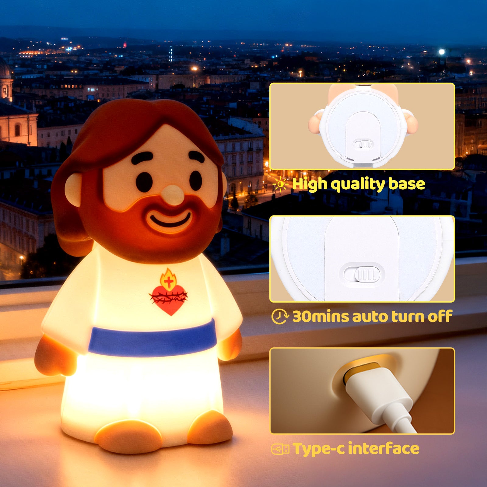 Huggwaii Jesus Peaceful Spiritual Silicone Squishy Night Light Prayer Corner Holy Figure Lamp for Perfect Gift Huggwaii Jesus Peaceful Spiritual Silicone Squishy Night Light Prayer Corner Holy Figure Lamp for Perfect Gift