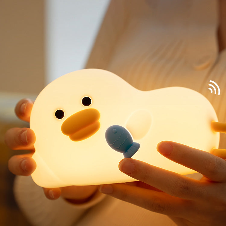 Lazy Fish Duck Squishy Silicone Night Light Interactive Hugging Perfect for Gift