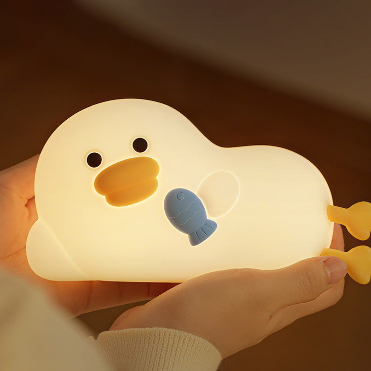 Lazy Fish Duck Squishy Silicone Night Light Interactive Hugging Perfect for Gift