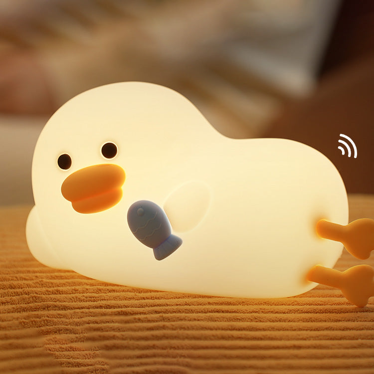 Lazy Fish Duck Squishy Silicone Night Light Interactive Hugging Perfect for Gift