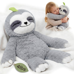 MeWaii® 4lbs Sitting Sloth Weighted Stuffed Animal – Removable Inner Pad, Cozy Gift for Kids & Adults