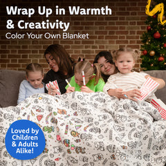 MeWaii® Color-in Blanket – Stress-Relief DIY Blanket with Included Coloring Pens