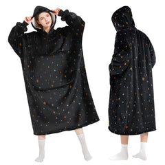Mewaii® Starry Sky Wearable Blanket Hoodie Ultra Soft Cozy Flannel Hoodie Blanket with Pockets