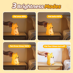 Corgi-Welpe, bezauberndes, matschiges LED-Nachtlicht aus Silikon – perfektes Geschenk für Kinder und Mädchen