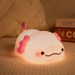 Squishy Silikon Lazy Axolotl LED-Nachtlicht - Perfektes Geschenk für Kinder und Mädchen