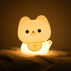 Huggwaii Squishy Silicone Happy Cat LED Night Light - Perfect Gift for Kids and Girls