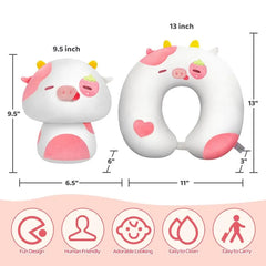 MeWaii® Flip Pillow Strawberry Cow Reversible Throw Pillow Neck Pillow Kawaii Plush Pillow Squish Toy