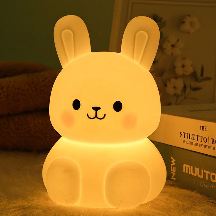 Squishy Silicone Kawaii Bunny LED Night Light - Perfect Gift for Kids and Girls