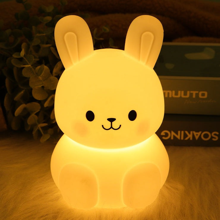 Squishy Silicone Kawaii Bunny LED Night Light - Perfect Gift for Kids and Girls