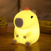 Squishy Silicone Capybara With Hat LED Night Light - Perfect Gift for Kids and Girls