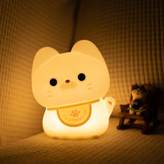 Huggwaii Squishy Silicone Happy Cat LED Night Light - Perfect Gift for Kids and Girls