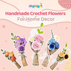 MeWaii® Handmade Crochet Sunflower and Rose Bouquet For Mother's Day Gift