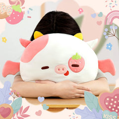 MeWaii® Throw Pillow Cushion Family Strawberry Cow Stuffed Animal Kawaii Plush Body Squishy Pillow