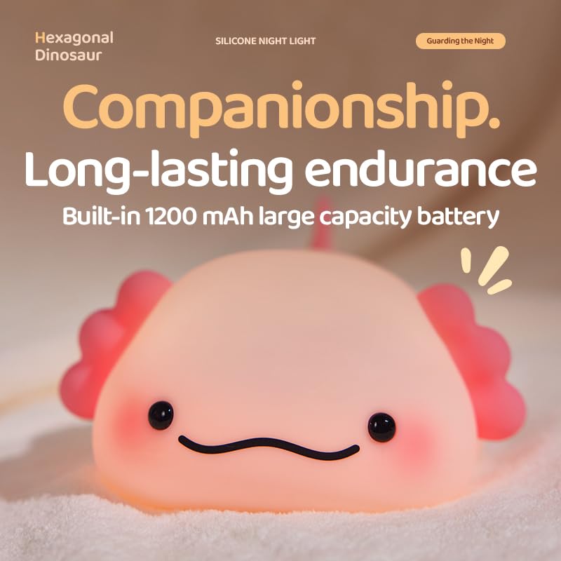 Squishy Silicone Lazy Axolotl LED Night Light - Perfect Gift for Kids and Girls