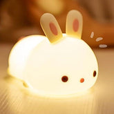 Huggwaii Squishy Silicone Lazy Rabbit LED Night Light - Perfect Gift for Kids and Girls