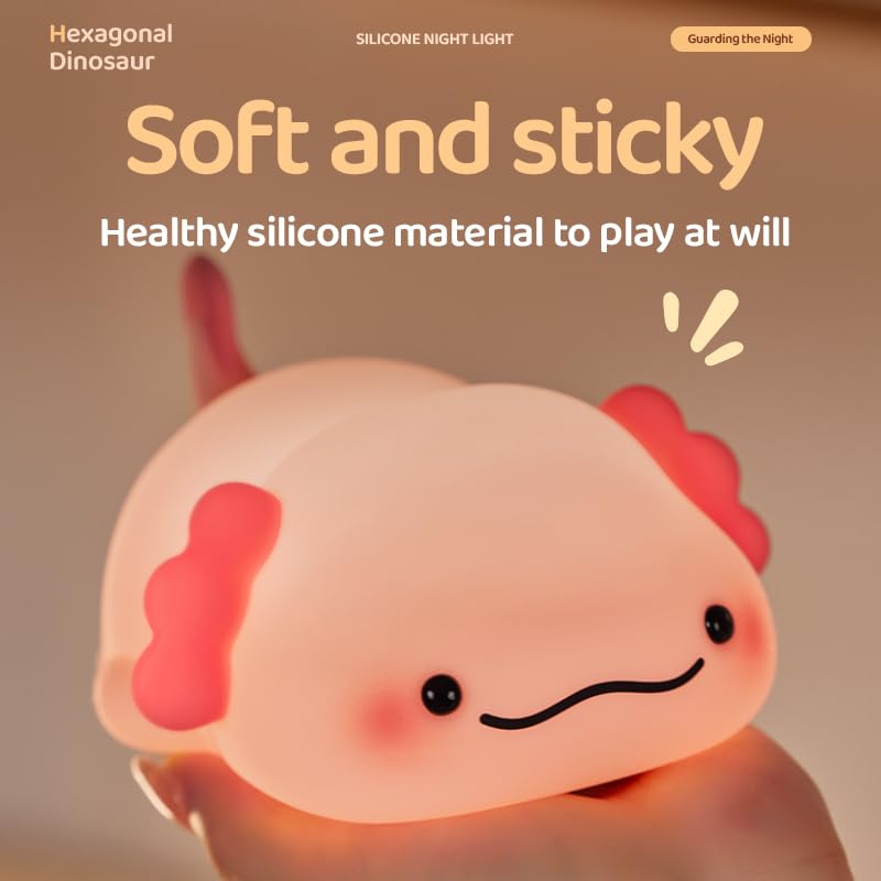 Squishy Silicone Lazy Axolotl LED Night Light - Perfect Gift for Kids and Girls