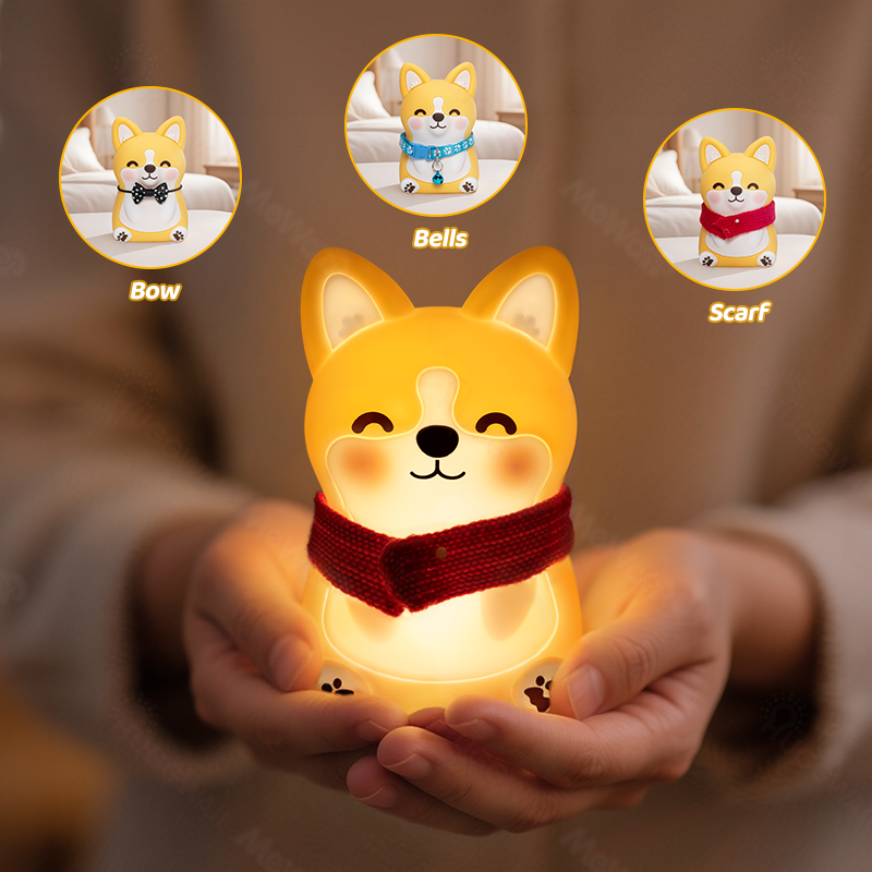 Veilleuse LED en silicone souple en forme de corgi – Cadeau idéal pour les enfants et les filles