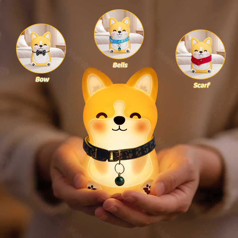 Veilleuse LED en silicone souple en forme de corgi – Cadeau idéal pour les enfants et les filles
