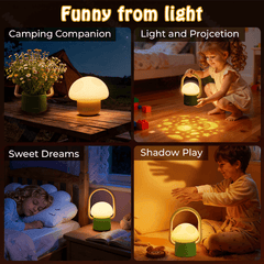 Mushroom Night Light Detachable Silicone Rotating Dimming Projection Mode Camping Flashlight Perftct Gift