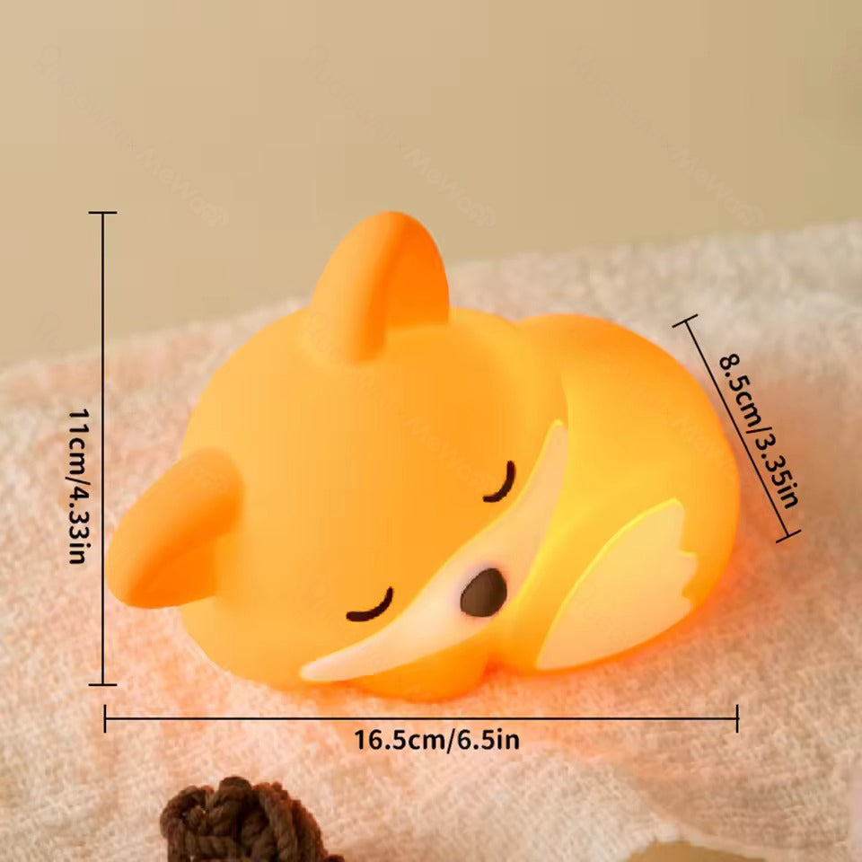 Fuchs-Nachtlicht mit gekräuseltem Schwanz, Silikon, matschig, Tier-Design, perfektes Geschenk