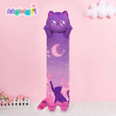 MeWaii® Loooong Family Original Design Purple Moon Cat Plush Long Stuffed Animal Kawaii Plush Pillow Squishy Toy