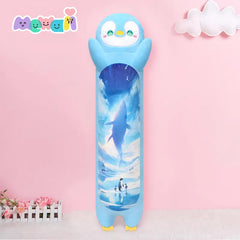 MeWaii® Loooong Family Original Design Glacier Blue Penguin Plush Long Stuffed Animal Kawaii Plush Pillow Squishy Toy