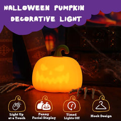 Colorful Pumpkin Silicone Squishy Night Light Halloween Decor Cute Demon Face Gift