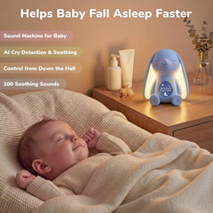 Mewaii® Bunny Baby White Noise Machine – AI Cry Detection Sleep Trainer with Soothing Sounds & Night Light®