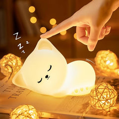Veilleuse LED en silicone souple en forme de chat endormi – Cadeau idéal pour les enfants et les filles