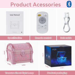 Retro Treasure Box Projection Light Bluetooth Speaker Mini Soundbox Bedroom Atmosphere Night Light Gift